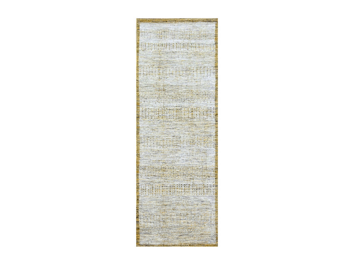 Modern / Contemporary hand-knotted wool runner in Yellow, 2'8" x 6' — SKU O076272