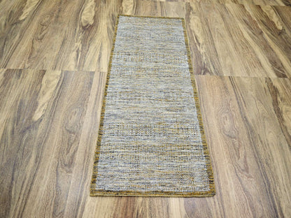 Modern / Contemporary hand-knotted wool runner in Yellow, 2'8" x 6' — SKU O076272 (view 2)