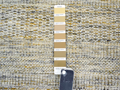 Modern / Contemporary hand-knotted wool runner in Yellow, 2'8" x 6' — SKU O076272 (view 4)