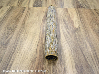 Modern / Contemporary hand-knotted wool runner in Yellow, 2'8" x 6' — SKU O076272 (view 5)