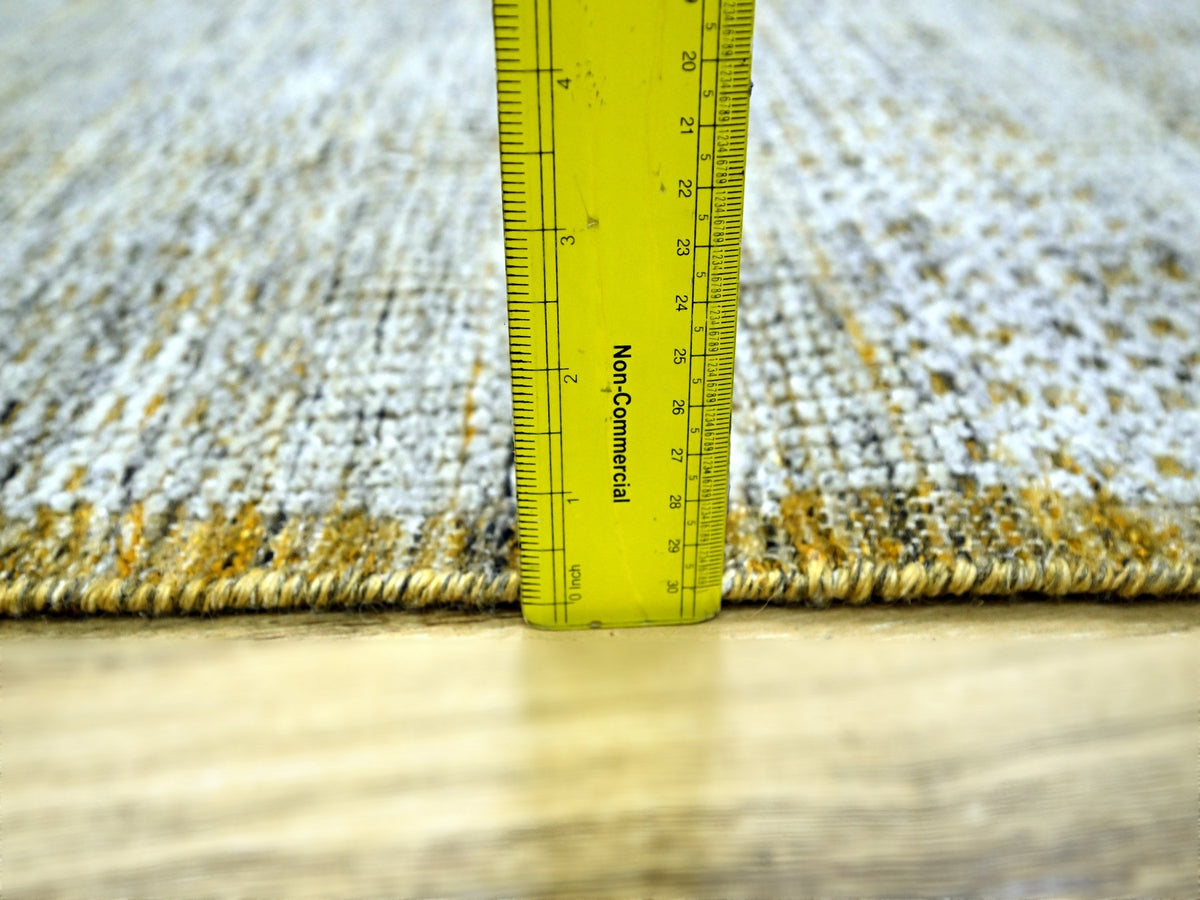 Modern / Contemporary hand-knotted wool runner in Yellow, 2'8" x 6' — SKU O076272 (view 6)
