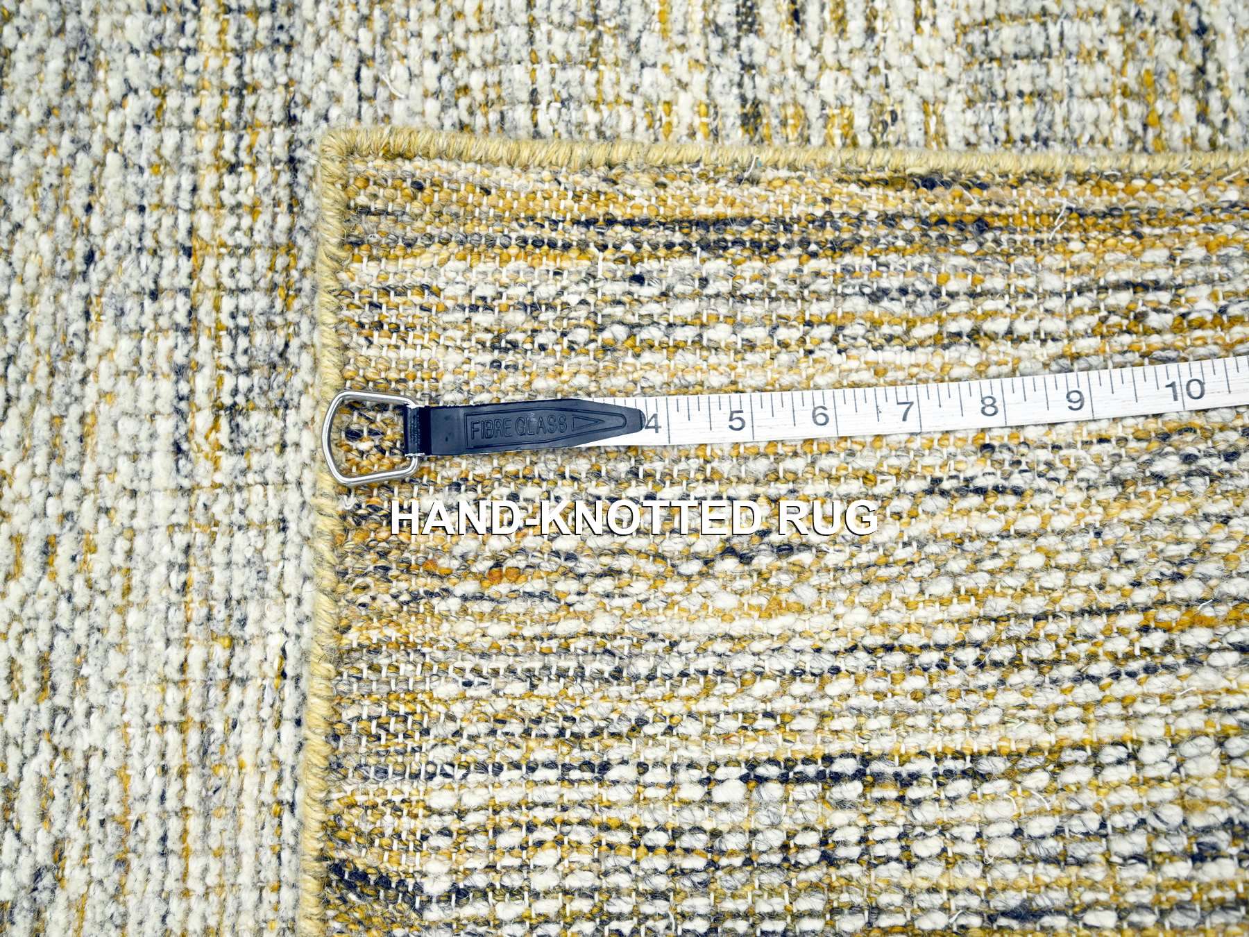 Modern / Contemporary hand-knotted wool runner in Yellow, 2'8" x 6' — SKU O076272 (view 7)