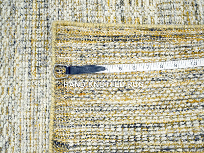 Modern / Contemporary hand-knotted wool runner in Yellow, 2'8" x 6' — SKU O076272 (view 7)