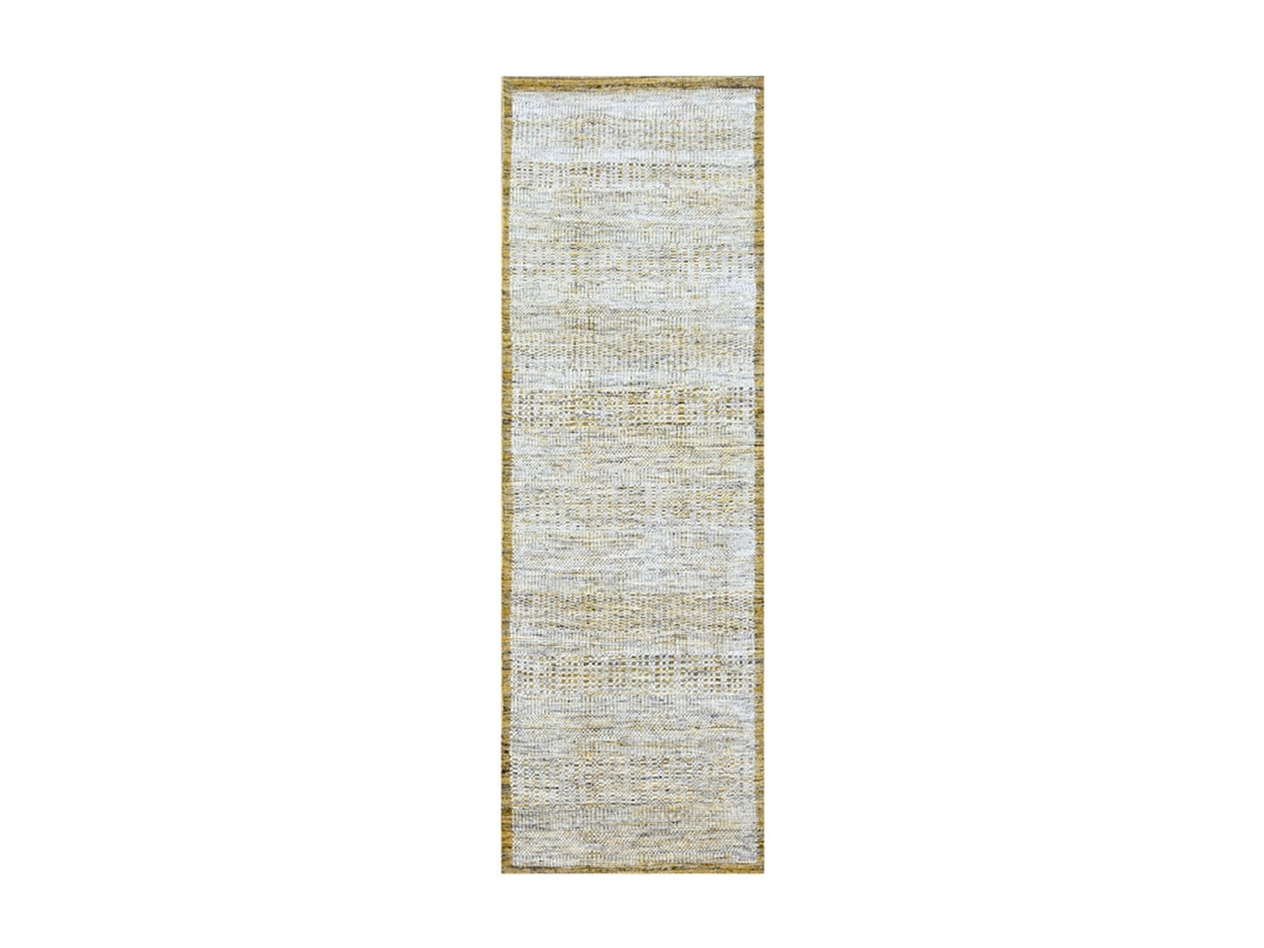 Modern / Contemporary hand-knotted wool runner in Yellow, 2'8" x 8'2" — SKU O076273