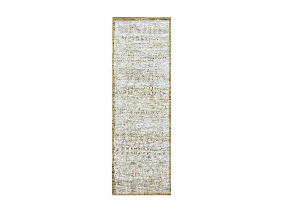 Modern / Contemporary hand-knotted wool runner in Yellow, 2'8" x 8'2" — SKU O076273