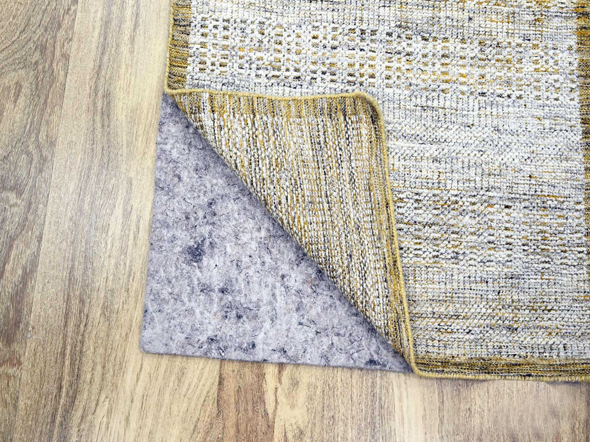 Modern / Contemporary hand-knotted wool runner in Yellow, 2'8" x 8'2" — SKU O076273 (view 3)