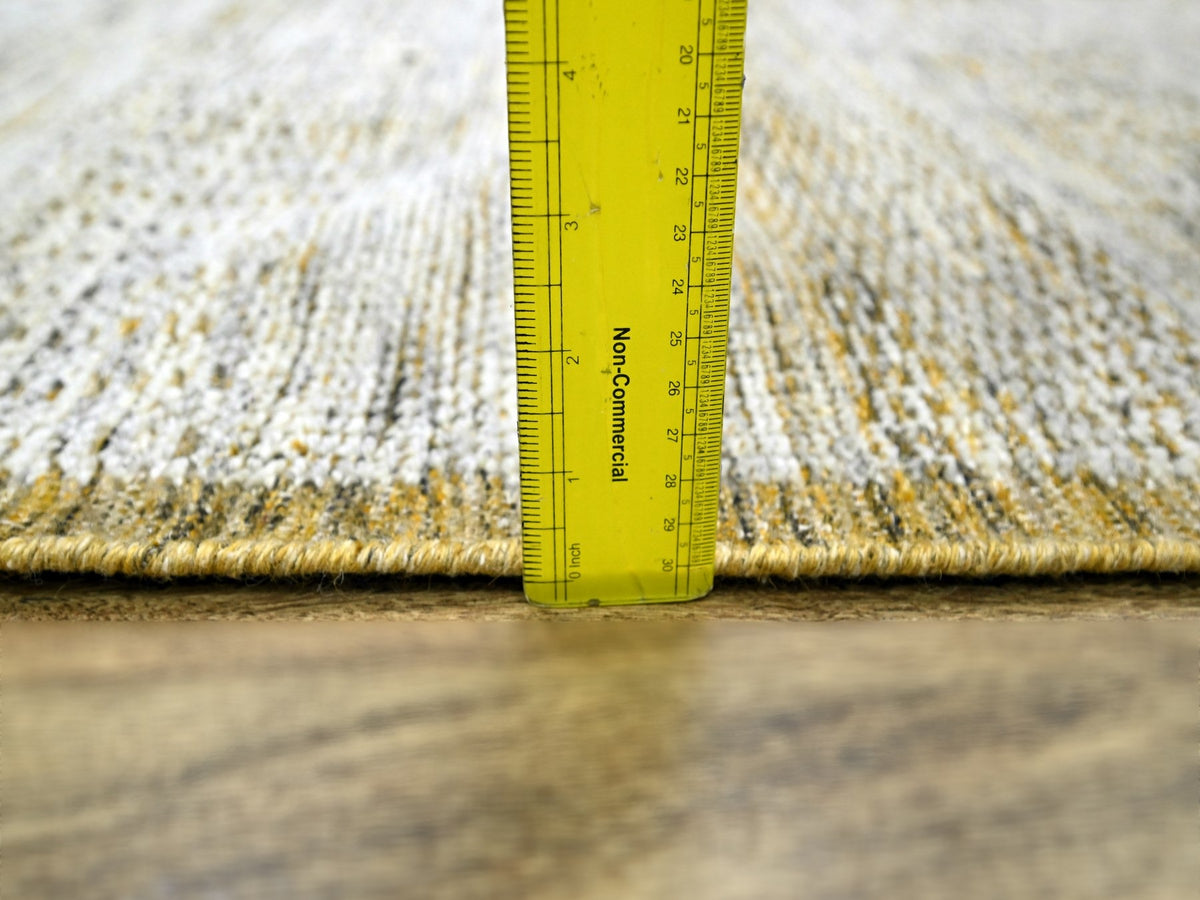 Modern / Contemporary hand-knotted wool runner in Yellow, 2'8" x 8'2" — SKU O076273 (view 6)