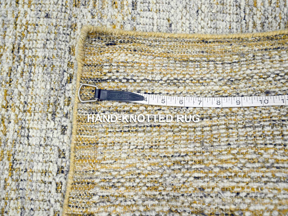 Modern / Contemporary hand-knotted wool runner in Yellow, 2'8" x 8'2" — SKU O076273 (view 7)