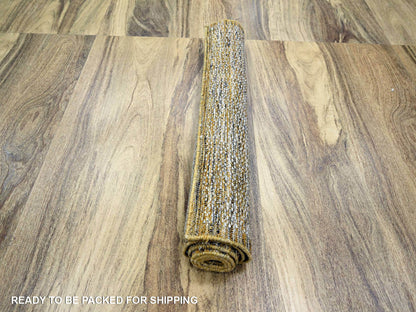 Modern / Contemporary hand-knotted wool runner in Yellow, 2'8" x 6' — SKU O076274 (view 5)