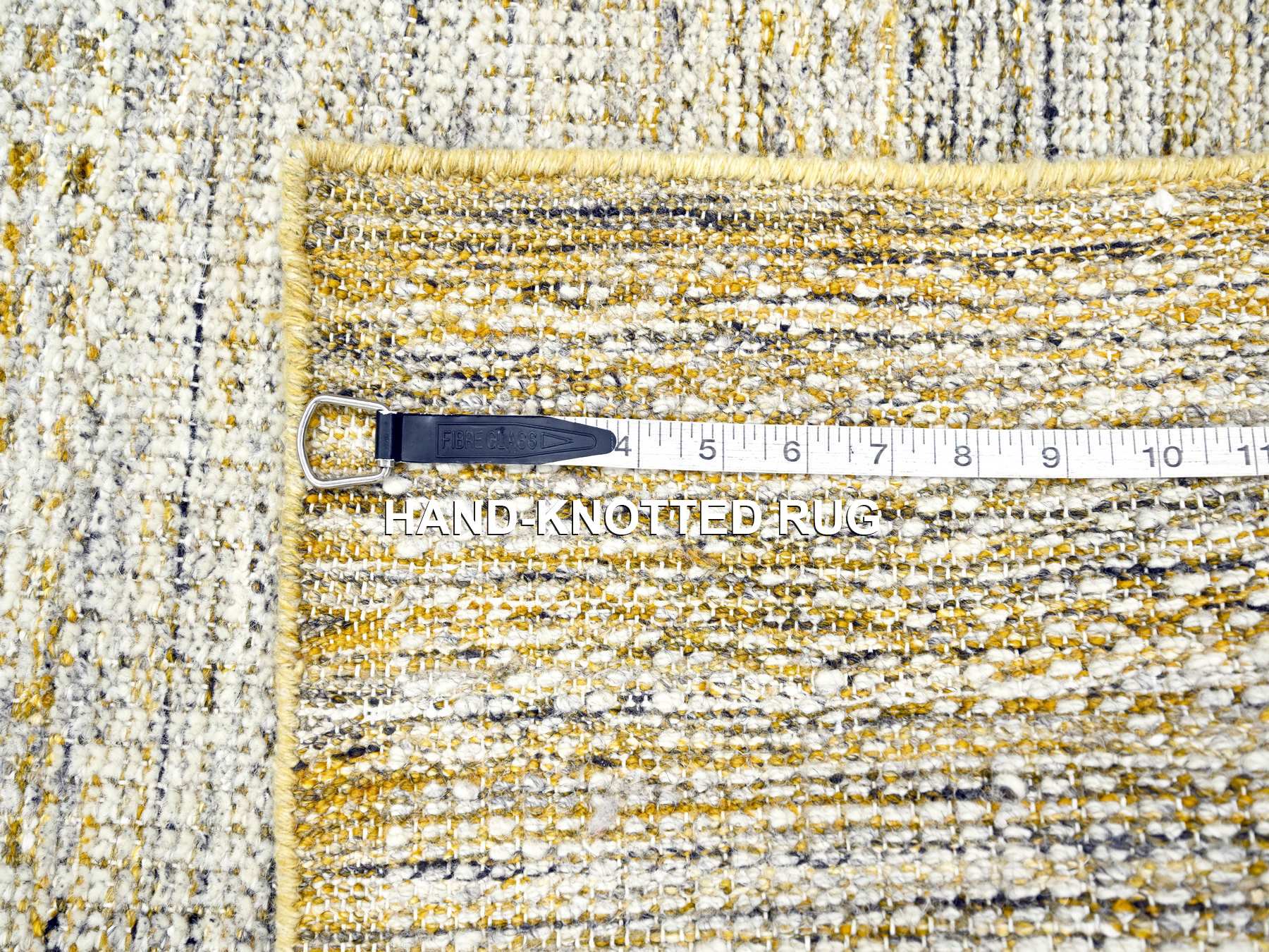 Modern / Contemporary hand-knotted wool runner in Yellow, 2'8" x 6' — SKU O076274 (view 7)