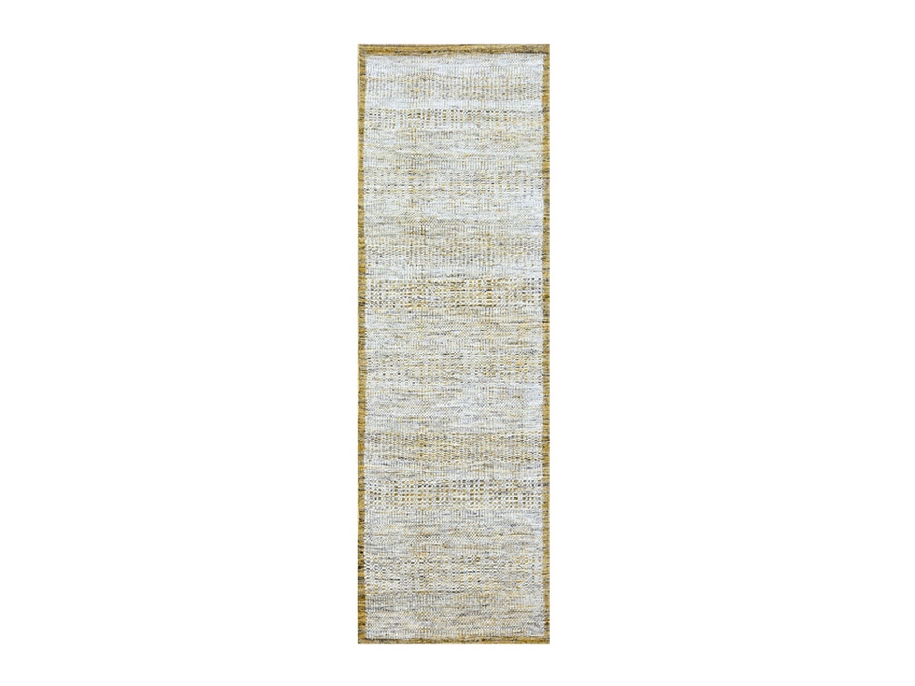 Modern / Contemporary hand-knotted wool runner in Yellow, 2'8" x 8'2" — SKU O076275