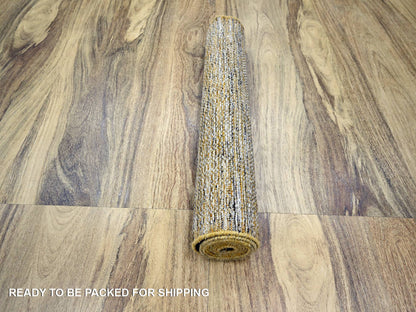 Modern / Contemporary hand-knotted wool runner in Yellow, 2'8" x 8'2" — SKU O076275 (view 5)