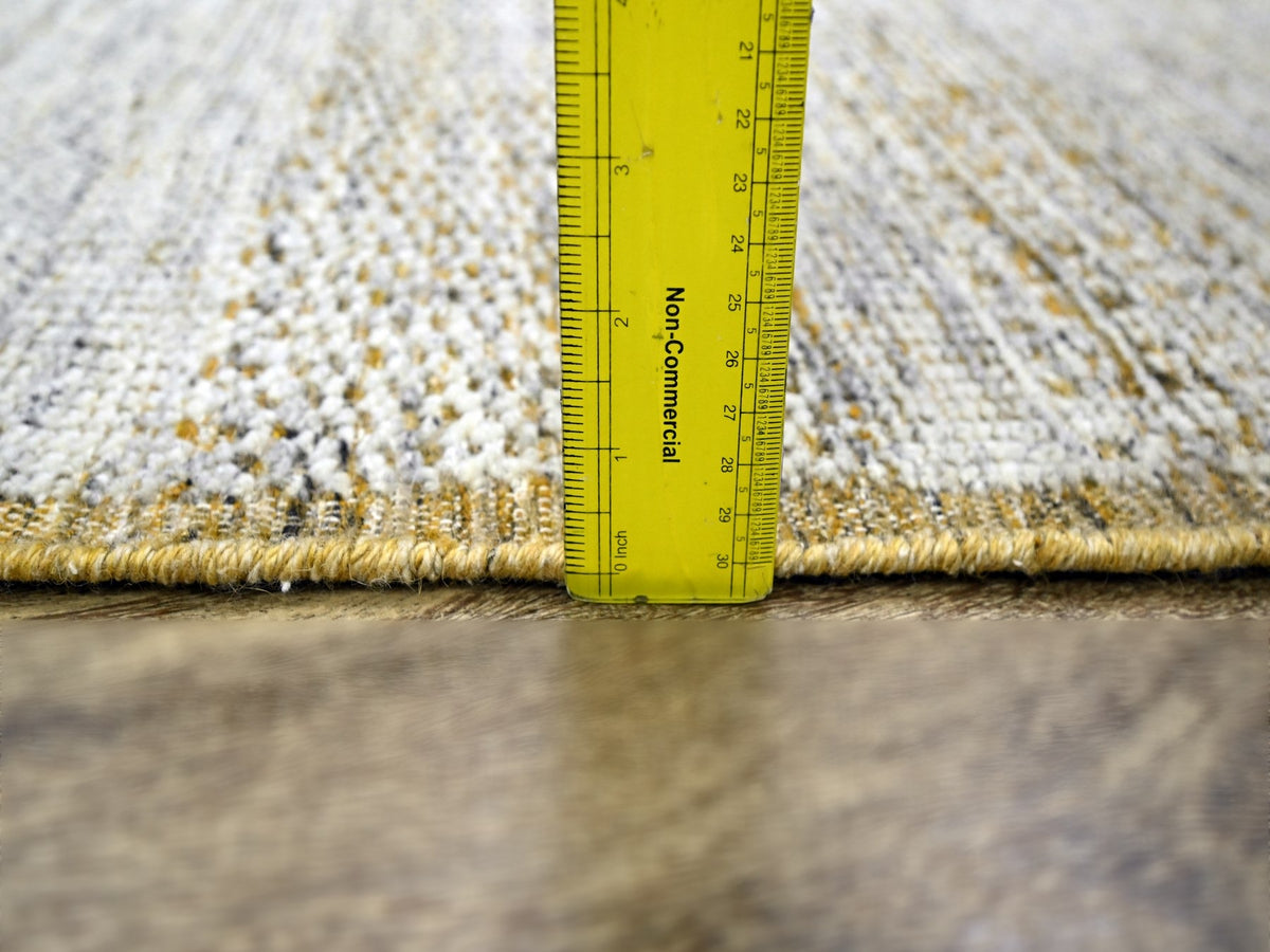 Modern / Contemporary hand-knotted wool runner in Yellow, 2'8" x 8'2" — SKU O076275 (view 6)