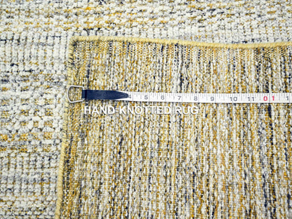 Modern / Contemporary hand-knotted wool runner in Yellow, 2'8" x 8'2" — SKU O076275 (view 7)