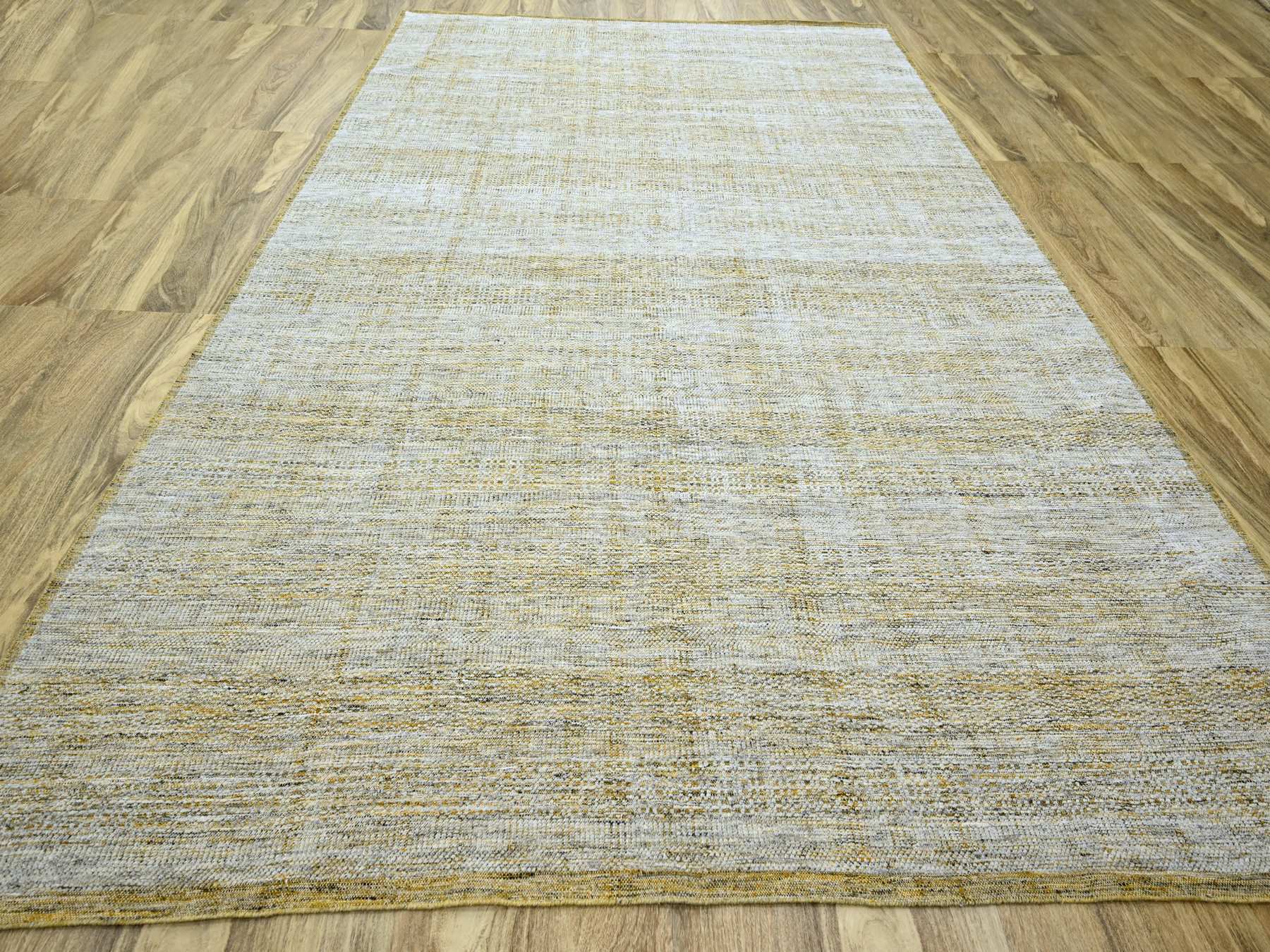 Modern / Contemporary hand-knotted wool rug in Yellow, 10' x 13'10" — SKU O076290 (view 2)