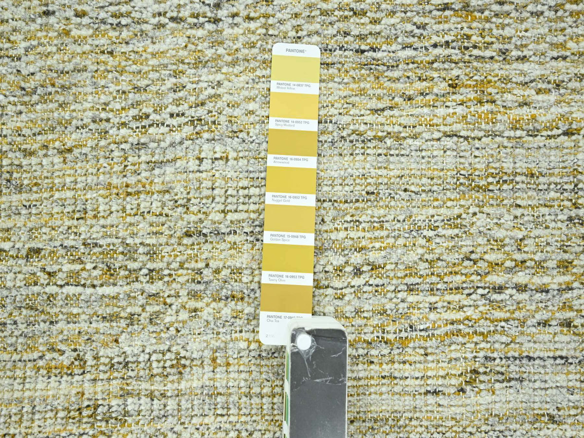 Modern / Contemporary hand-knotted wool rug in Yellow, 10' x 13'10" — SKU O076290 (view 7)