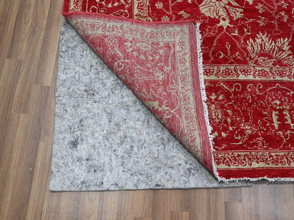 Tabriz Transitional hand-knotted wool/silk rug in Red, 7'9" x 10' — SKU O076306 (view 4)