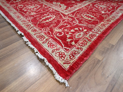 Tabriz Transitional hand-knotted wool/silk rug in Red, 7'9" x 10' — SKU O076306 (view 6)