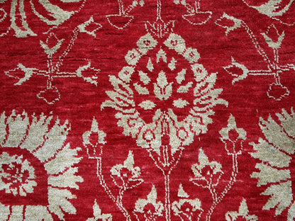 Tabriz Transitional hand-knotted wool/silk rug in Red, 7'9" x 10' — SKU O076306 (view 8)