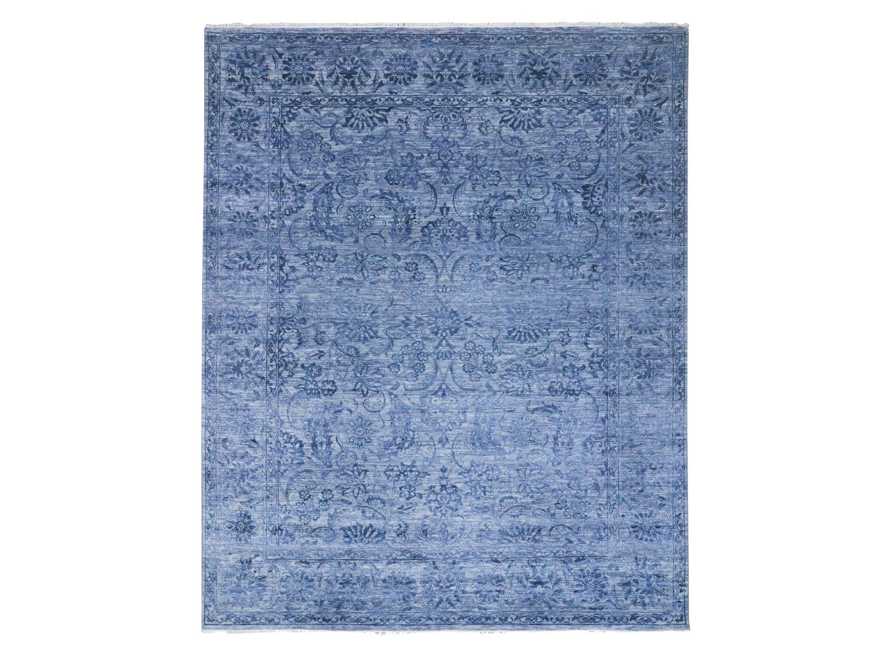 Transitional hand-knotted wool/silk rug in Purple, 8'1" x 10' — SKU O076309