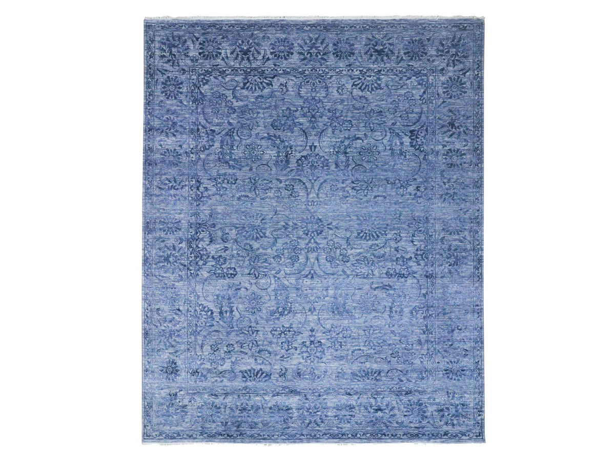 Transitional hand-knotted wool/silk rug in Purple, 8'1" x 10' — SKU O076309