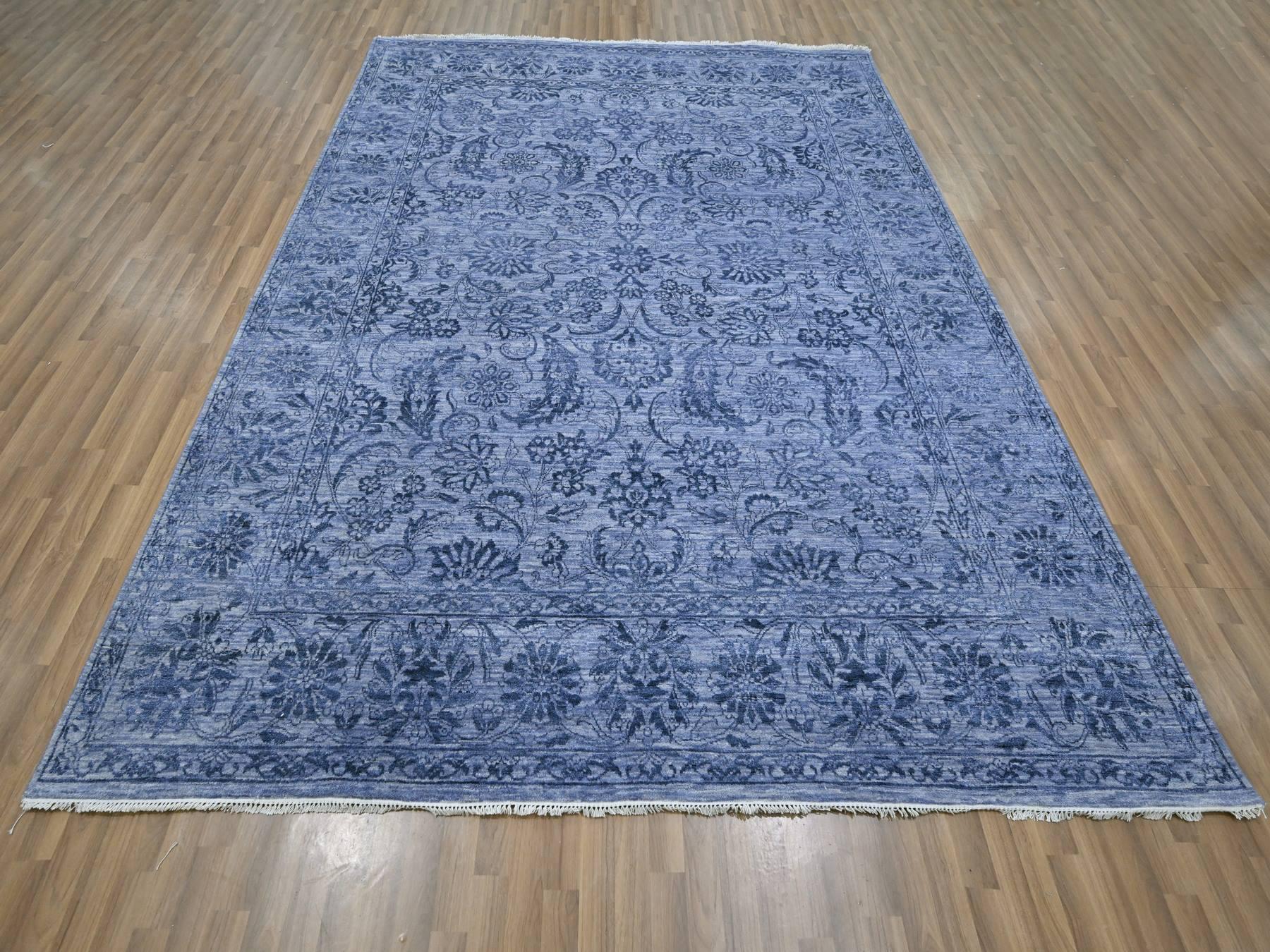 Transitional hand-knotted wool/silk rug in Purple, 8'1" x 10' — SKU O076309 (view 2)