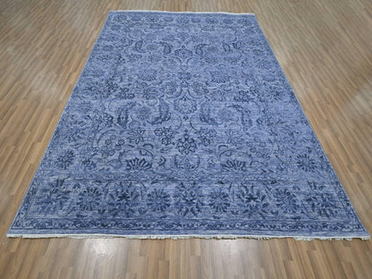 Transitional hand-knotted wool/silk rug in Purple, 8'1" x 10' — SKU O076309 (view 2)