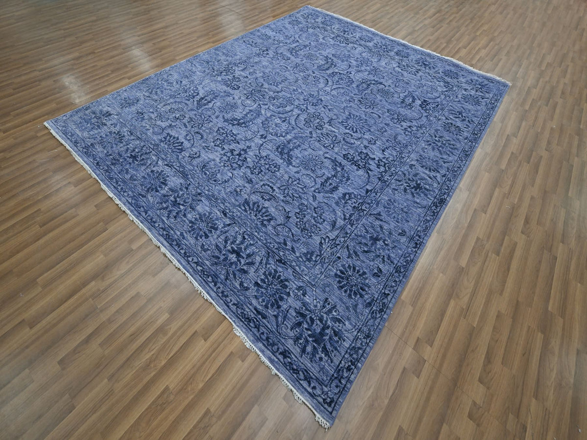 Transitional hand-knotted wool/silk rug in Purple, 8'1" x 10' — SKU O076309 (view 3)