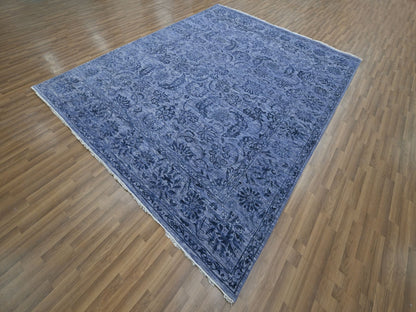 Transitional hand-knotted wool/silk rug in Purple, 8'1" x 10' — SKU O076309 (view 3)