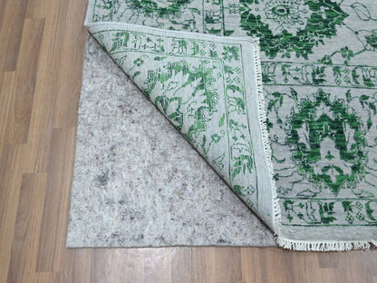 Green 8'0" x 10'1" Transitional Hand knotted Wool Rug - Sku: O076310