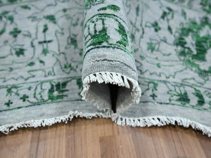 Green 8'0" x 10'1" Transitional Hand knotted Wool Rug - Sku: O076310