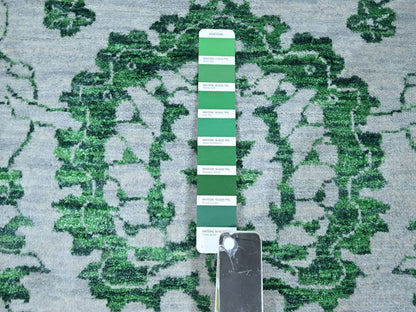 Green 8'0" x 10'1" Transitional Hand knotted Wool Rug - Sku: O076310