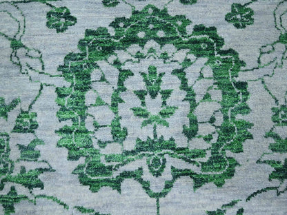 Green 8'0" x 10'1" Transitional Hand knotted Wool Rug - Sku: O076310
