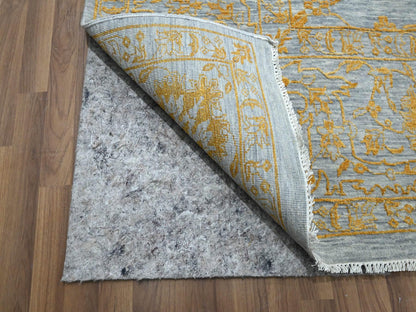 Transitional hand-knotted wool/silk rug in Yellow & Gold, 10' x 13'11" — SKU O076312 (view 4)