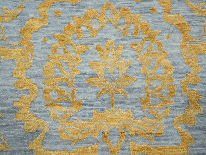 Transitional hand-knotted wool/silk rug in Yellow & Gold, 10' x 13'11" — SKU O076312 (view 8)