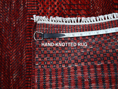 Modern / Contemporary hand-knotted wool/silk runner in Red, 2'6" x 11'10" — SKU O076317 (view 7)