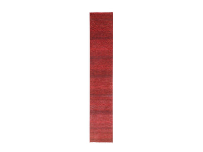 Modern / Contemporary hand-knotted wool/silk runner in Red, 2'5" x 13'11" — SKU O076318