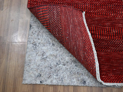 Modern / Contemporary hand-knotted wool/silk runner in Red, 2'5" x 13'11" — SKU O076318 (view 3)