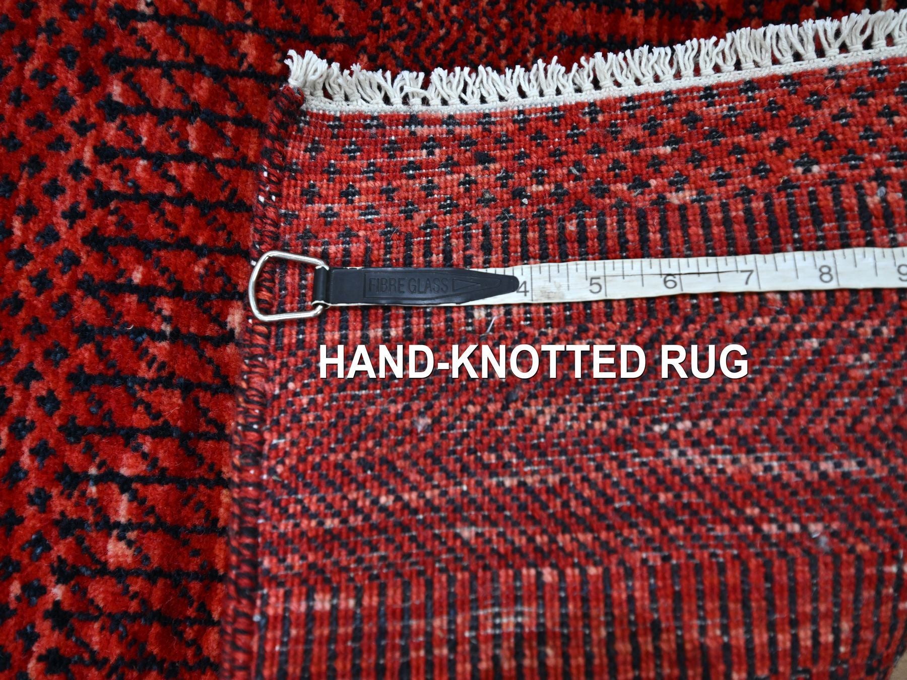 Modern / Contemporary hand-knotted wool/silk runner in Red, 2'5" x 13'11" — SKU O076318 (view 7)