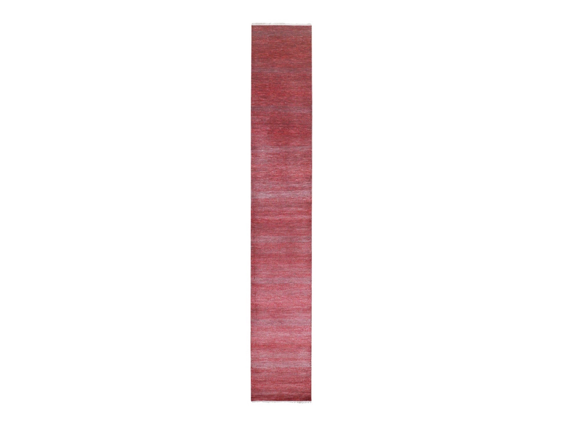 Modern / Contemporary hand-knotted wool/silk runner in Red, 2'6" x 16'3" — SKU O076320