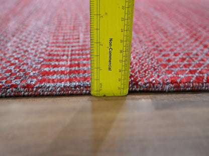 Modern / Contemporary hand-knotted wool/silk runner in Red, 2'6" x 16'3" — SKU O076320 (view 6)