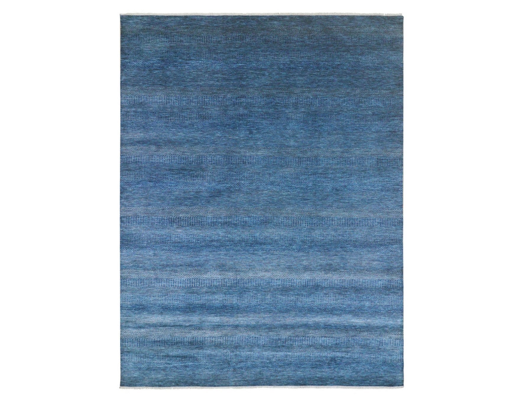 Modern / Contemporary hand-knotted wool/silk rug in Blue, 9' x 11'11" — SKU O076322