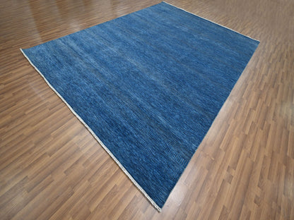 Blue 9'0" x 11'11" Modern and Contemporary Hand knotted Wool/Silk Rug - Sku: O076322
