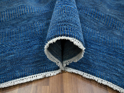 Blue 9'0" x 11'11" Modern and Contemporary Hand knotted Wool/Silk Rug - Sku: O076322