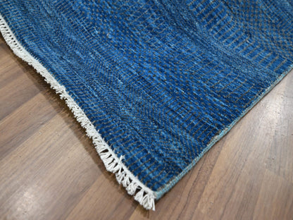 Blue 9'0" x 11'11" Modern and Contemporary Hand knotted Wool/Silk Rug - Sku: O076322