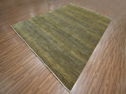 Brown 9'2" x 12'6" Modern / Contemporary Hand knotted Wool/Silk Rug - Sku: O076323