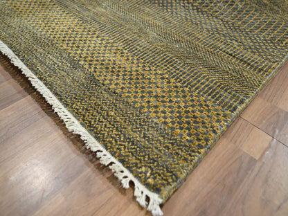 Brown 9'2" x 12'6" Modern / Contemporary Hand knotted Wool/Silk Rug - Sku: O076323