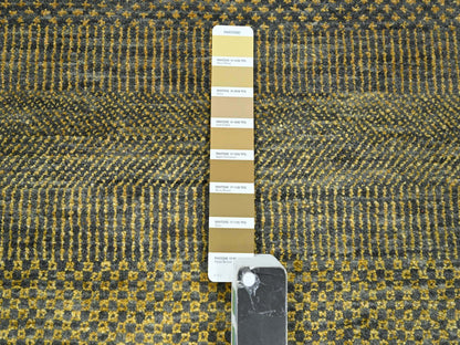 Brown 9'2" x 12'6" Modern / Contemporary Hand knotted Wool/Silk Rug - Sku: O076323