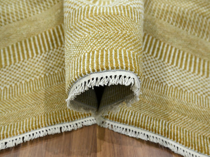 Brown 9'0" x 12'3" Modern / Contemporary Hand knotted Wool/Silk Rug - Sku: O076327