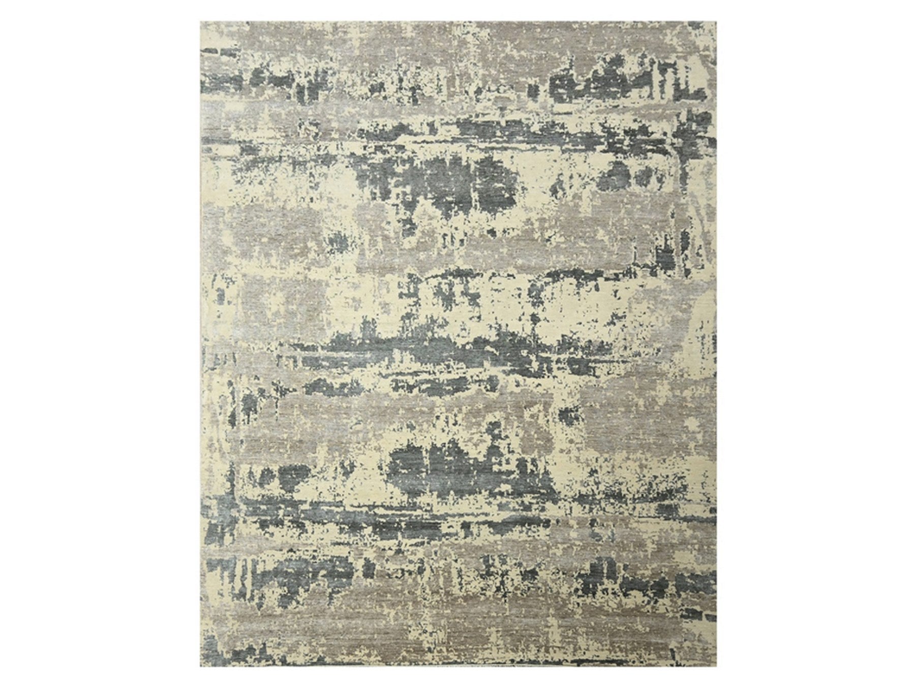 Modern / Contemporary hand-knotted wool/silk rug in Gray, 11'10" x 14'11" — SKU O076331